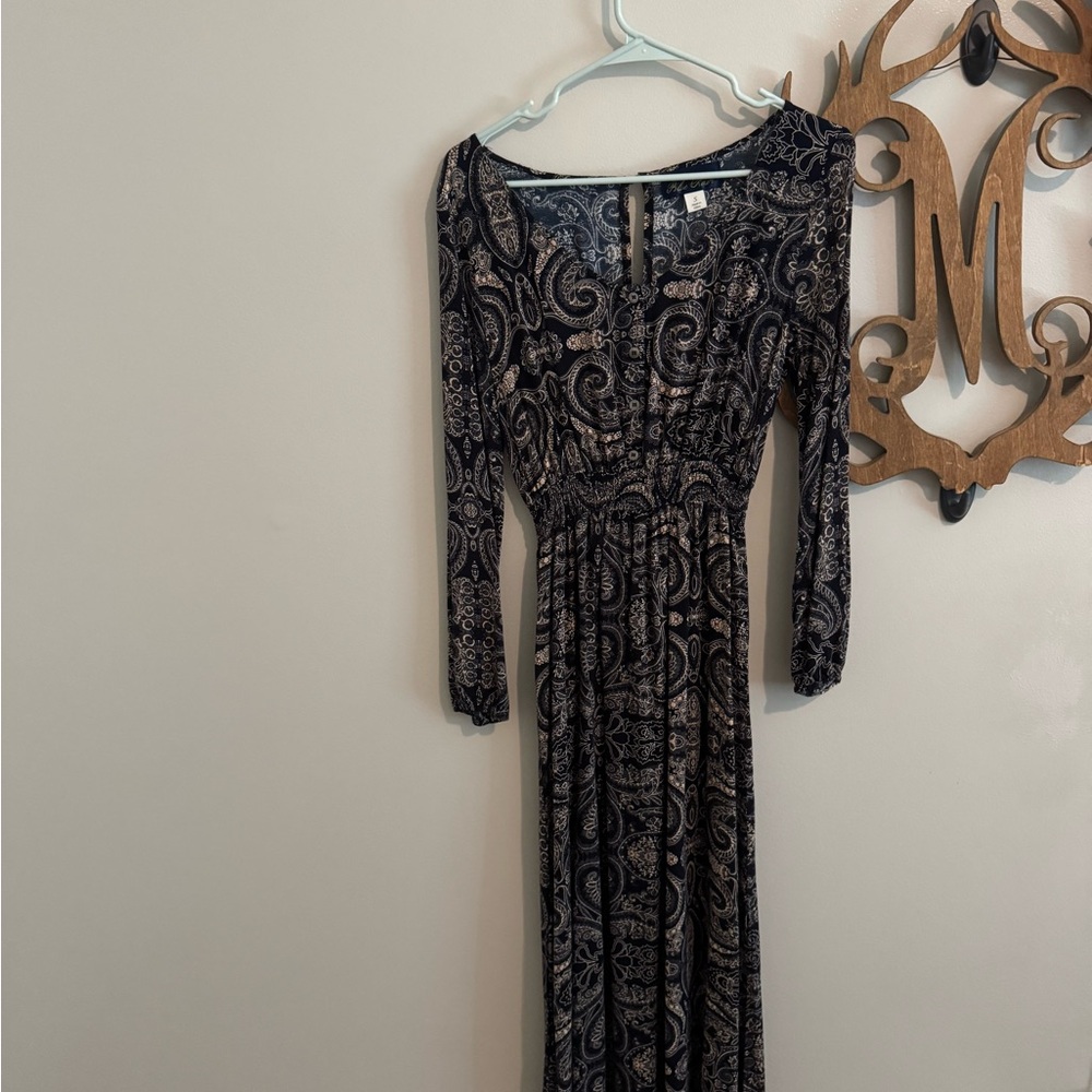 Francesca's Collections Black and Gray Maxi Dress